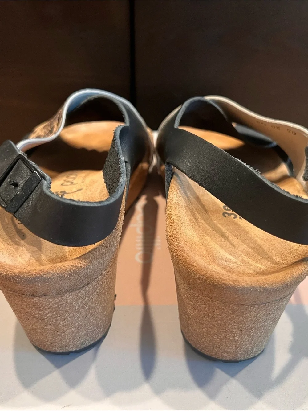 Papillo by Birkenstock Samira Wedge Sandals Black Snake Beige Leather EU 39 US 8